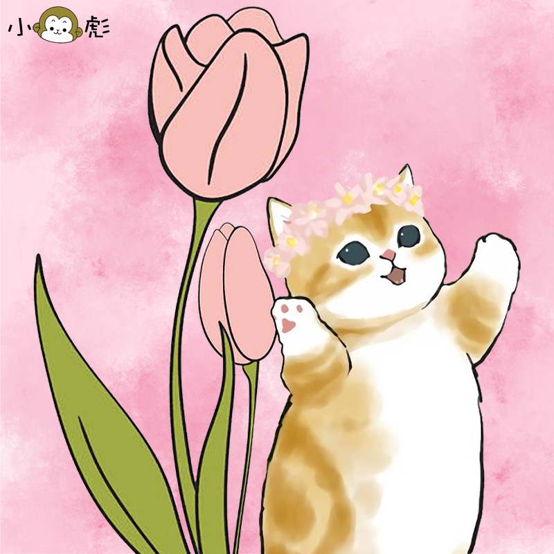 一起去花园玩吧猫猫与花假两件短袖t恤衫男女儿童装学生5五分中袖