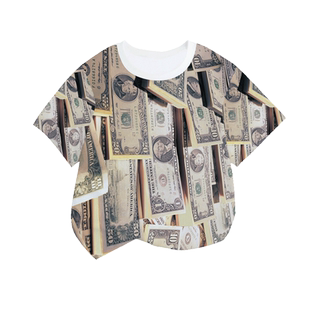 美元美金各国货币金钱纸币速干短袖t恤衫男女儿童装学生趣味半袖