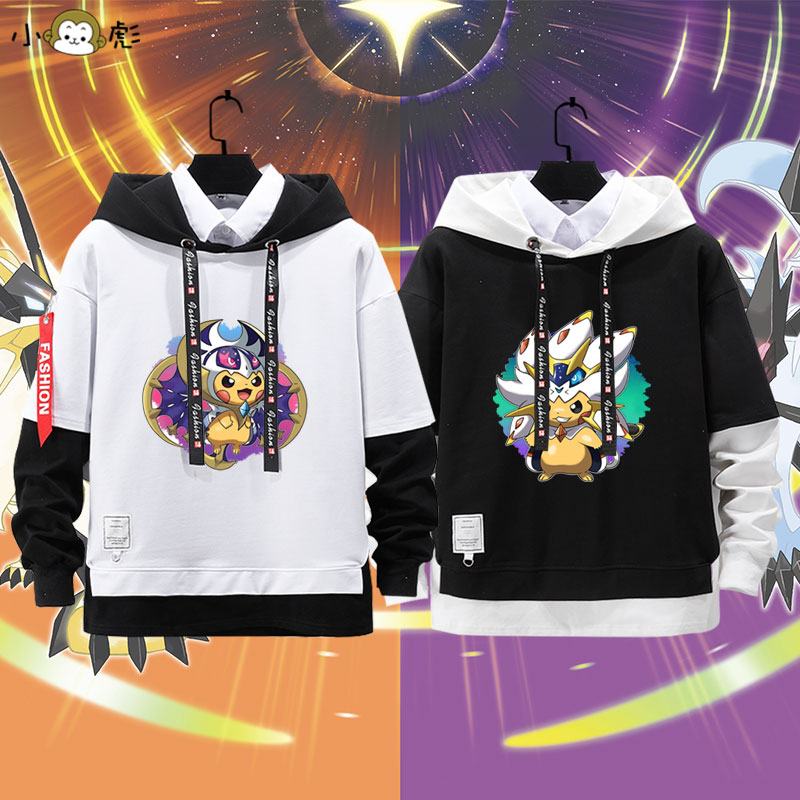 神奇宝贝假两件卫衣皮卡丘