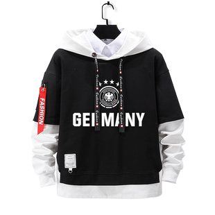 德国国家队足球迷服德意志假两件连帽卫衣男女儿童装学生带帽外套