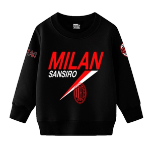 AC米兰队莱奥吉鲁卡卡足球迷服圆领卫衣套头男女儿童装学生款长袖