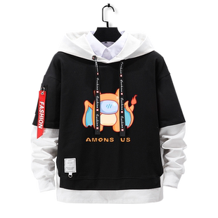 Among us精灵宝可梦联名太空狼人杀假两件连帽卫衣男女儿童装外套