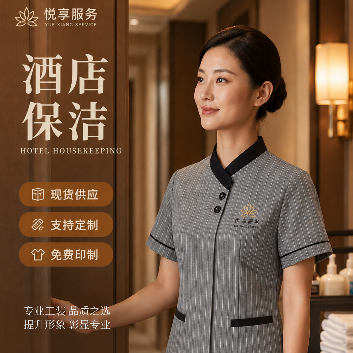 酒店保洁服定制印logo夏季透气