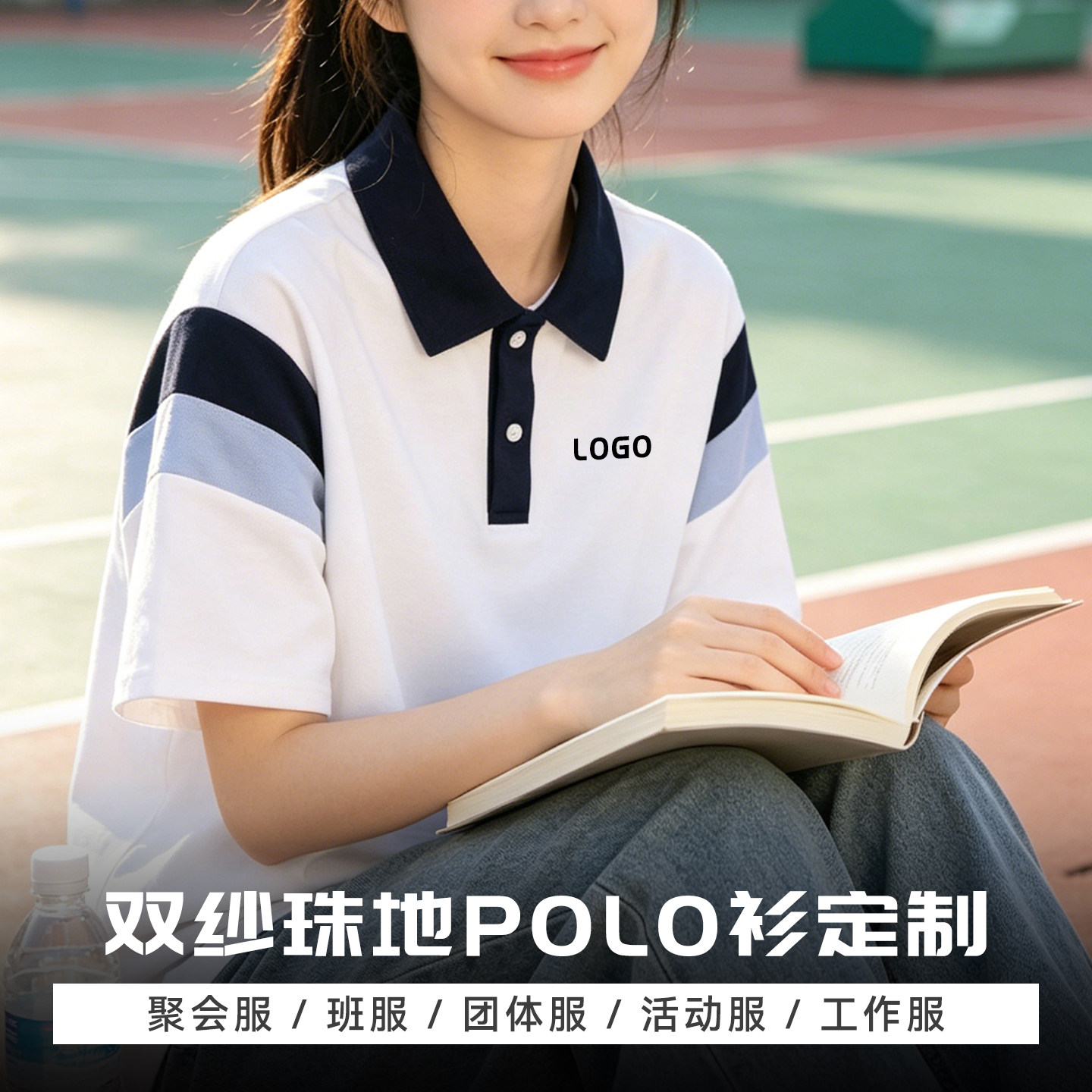 班服POLO衫定制撞色翻领短袖