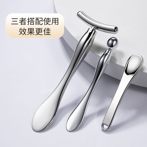眼霜按摩棒T型眼部面霜提拉紧致挖勺手动面部精华导入棒