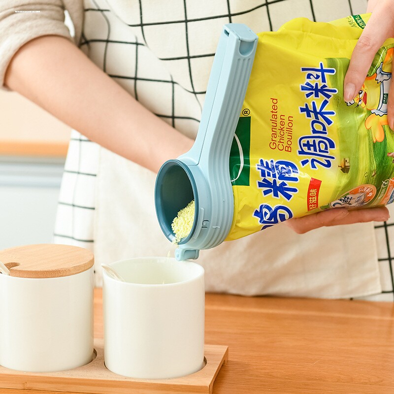 日本面粉麦片防潮夹密封夹塑料袋封口夹子袋装零食袋控制量出料嘴