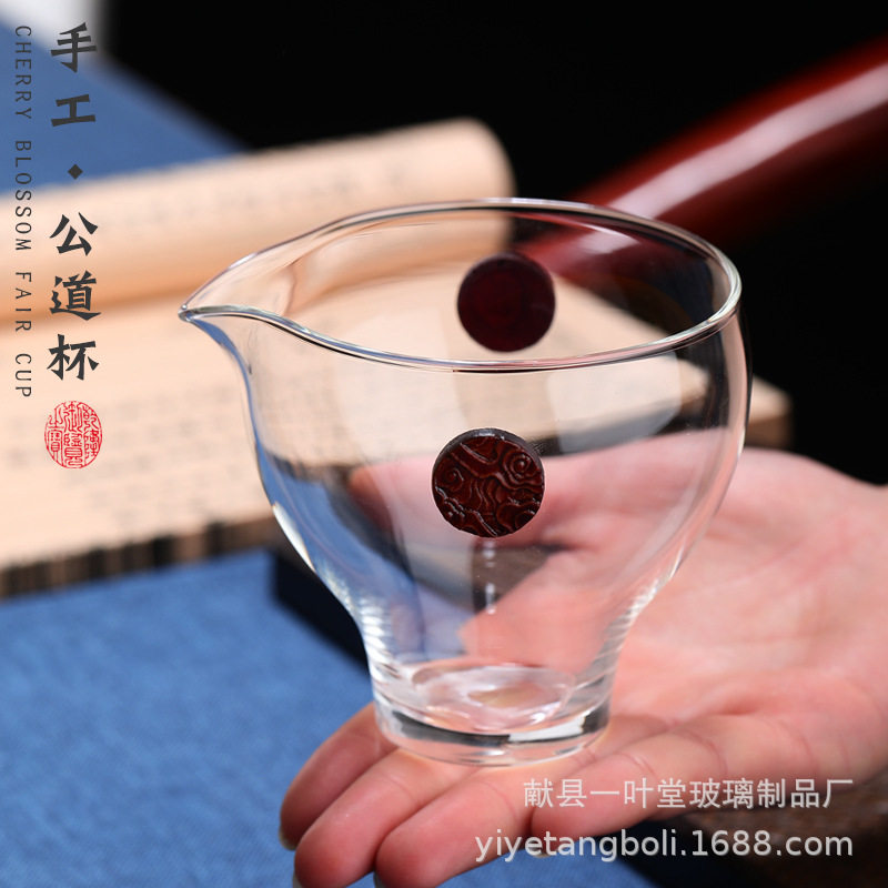 日式手工吹制高硼硅耐热玻璃公道杯双耳正月分茶器功夫茶具茶海