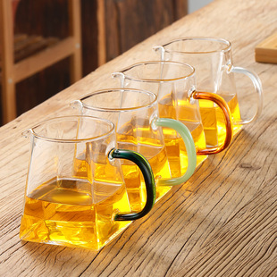 四方公道杯玻璃茶海高硼硅关山杯方杯带茶漏茶水分离高硼硅玻璃