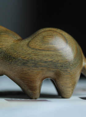 绿檀木雕猫可爱小猫木质猫咪摆件家居雕刻动物手把件创意