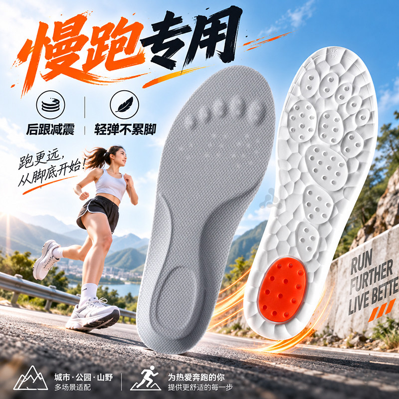 慢跑专用鞋垫后跟减震轻弹不累脚