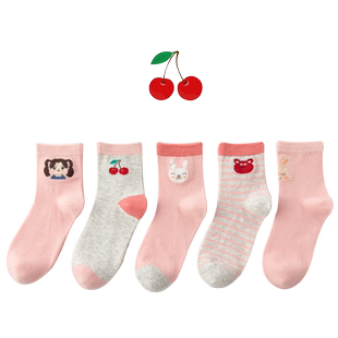 女童袜子春秋薄款纯棉透气春夏小女孩宝宝棉袜可爱粉系四季儿童袜