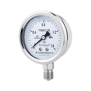 不锈钢压力表耐震YN60BF304耐腐蚀高温真空表2分M14*1.5 水油压表
