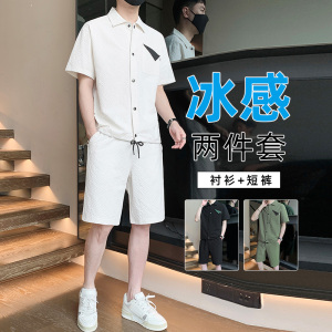 胖男生M-8XL大码男士短袖套装休闲运动两件套 TZ35055-P57 控88图片