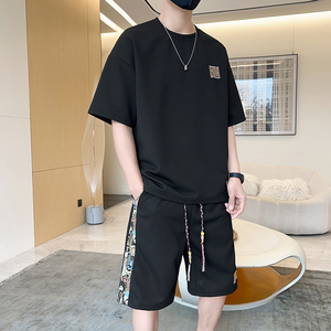 夏季M-8XL大碼胖男生寬松休閑運(yùn)動(dòng)短袖套裝 TZ02-P50 控69圖片