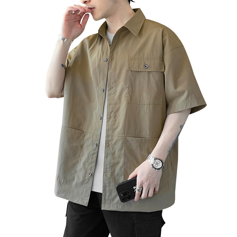 夏季大码M-8XL休闲开衫胖子衬衫男装短袖男外套TX2088-P45控79,男装衬衫,星座209