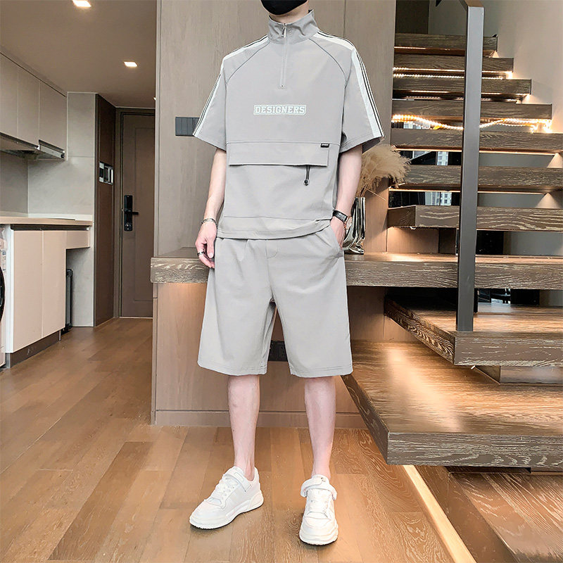 M-8XL大码胖男生时尚宽松五分裤休闲运动套装男TZ35077-P72控138,男装休闲套装,星座209