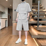 M-8XL大码胖男生时尚宽松五分裤休闲运动套装男TZ35077-P72控138，男装休闲套装，星座209