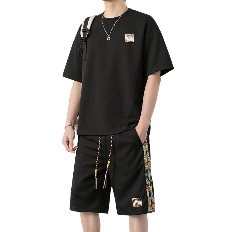 夏季M-8XL大码胖男生宽松休闲运动短袖套装TZ02-P50控69,男装休闲套装,星座209