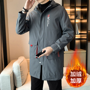 冬款中长款M-8XL胖子休闲加绒加厚男宽松夹克男 JK8226加绒-P100图片