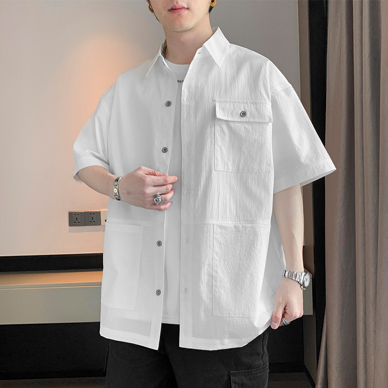夏季大码M-8XL休闲开衫胖子衬衫男装短袖男外套TX2088-P45控79,男装衬衫,星座209