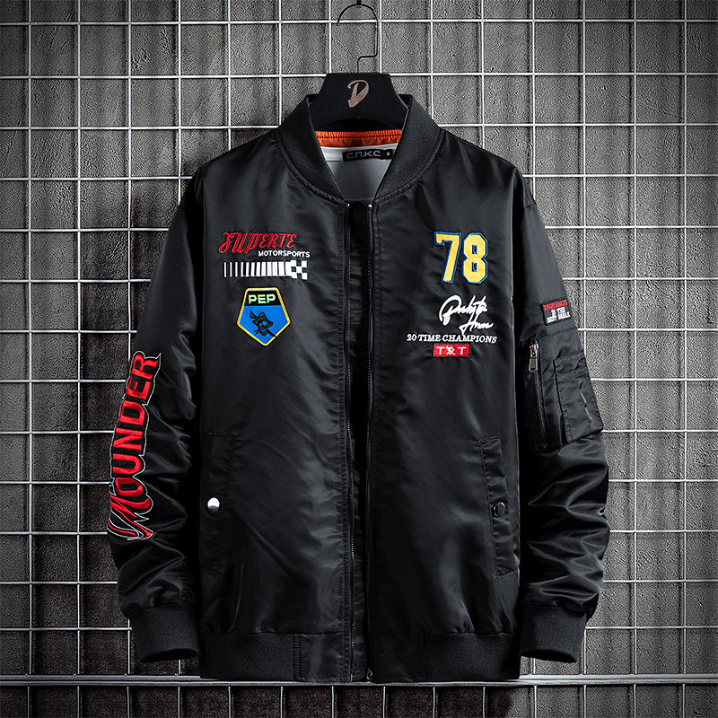 秋冬M-8XL胖子男士棒球领休闲大码夹克飞行服外套上衣 JK8278-P70图片