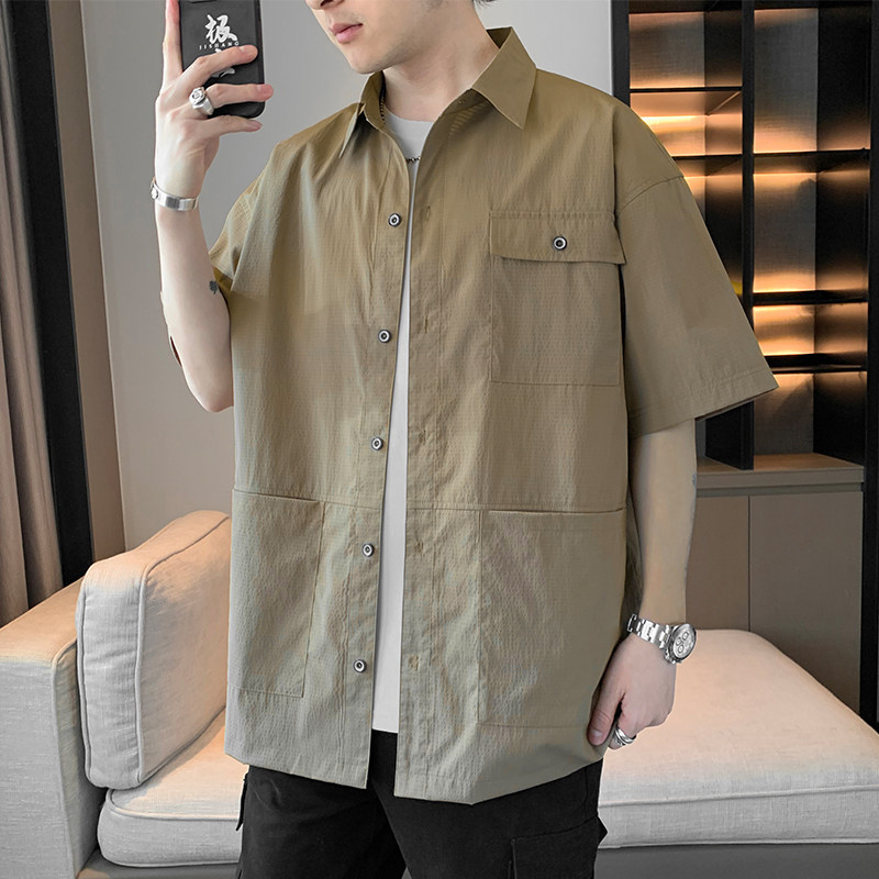 夏季大码M-8XL休闲开衫胖子衬衫男装短袖男外套TX2088-P45控79,男装衬衫,星座209