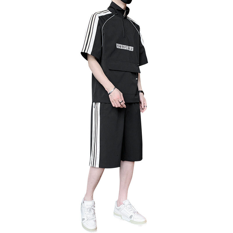 M-8XL大码胖男生时尚宽松五分裤休闲运动套装男TZ35077-P72控138,男装休闲套装,星座209