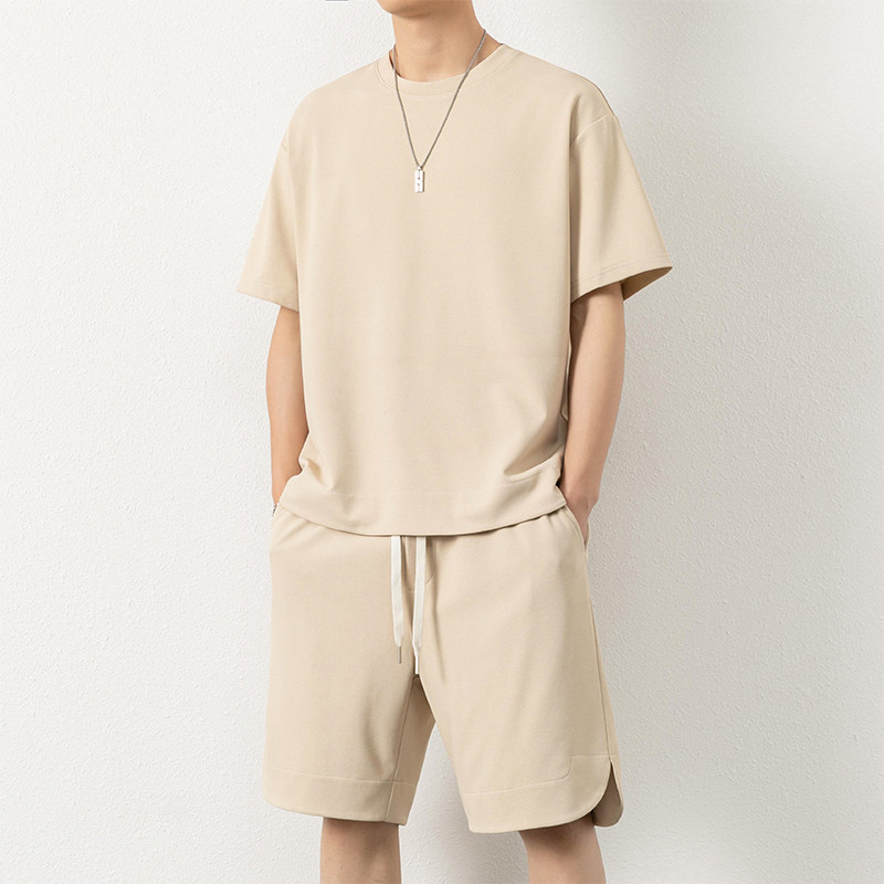 M-8XL大码胖男生时尚宽松五分裤休闲运动圆领套装男TZ35078-P50,男装休闲套装,星座209