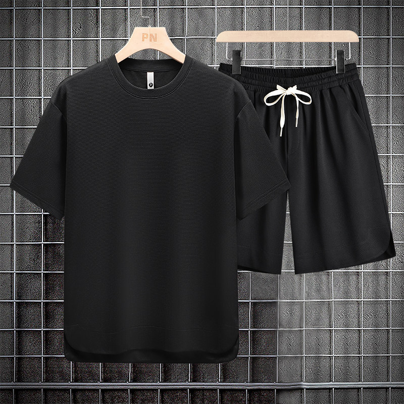 M-8XL大码胖男生时尚宽松五分裤休闲运动圆领套装男TZ35078-P50,男装休闲套装,星座209