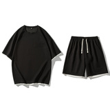 夏季M-8XL大码胖男生假两件宽松休闲运动短袖套装TZ01-P50控69，男装休闲套装，星座209