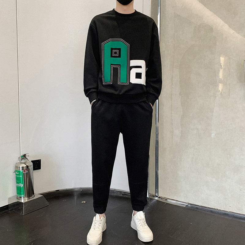 秋冬新款大码M-8XL胖子休闲宽松卫衣套装男 TZ36250-P95-大码图片