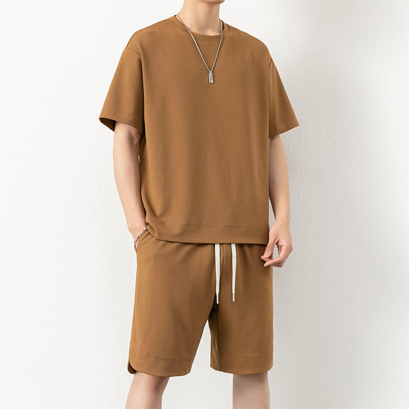 M-8XL大码胖男生时尚宽松五分裤休闲运动圆领套装男TZ35078-P50,男装休闲套装,星座209