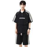 M-8XL大码胖男生时尚宽松五分裤休闲运动套装男TZ35077-P72控138，男装休闲套装，星座209