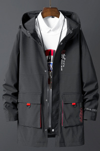 秋冬款中长款大码M-8XL胖子休闲连帽大码男宽松夹克男 JK8226-P90图片