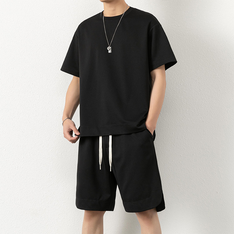 M-8XL大码胖男生时尚宽松五分裤休闲运动圆领套装男TZ35078-P50,男装休闲套装,星座209