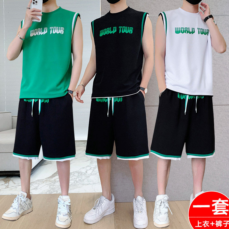 夏季超大码M-8XL冰丝清爽透气男士短裤套装 TZ35332-P67 大码图片