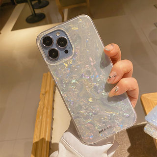 iphone14promax贝壳幻彩壳适用苹果13闪粉手机壳15pro新款15透明高级感12网红简约13promax防摔保护11软壳