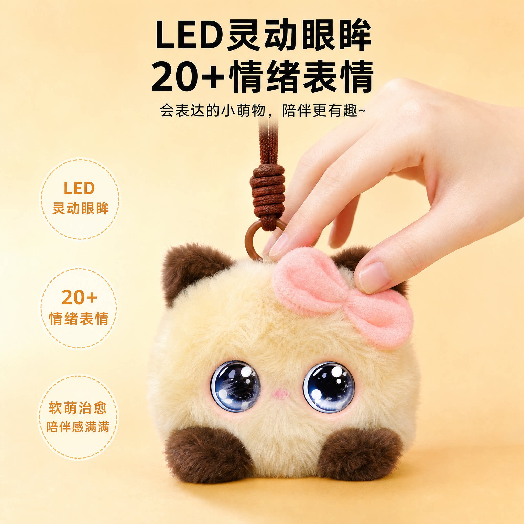 朵朵喵AI智能毛绒玩具情感陪伴对话支持多国语言成长记忆触摸互动
