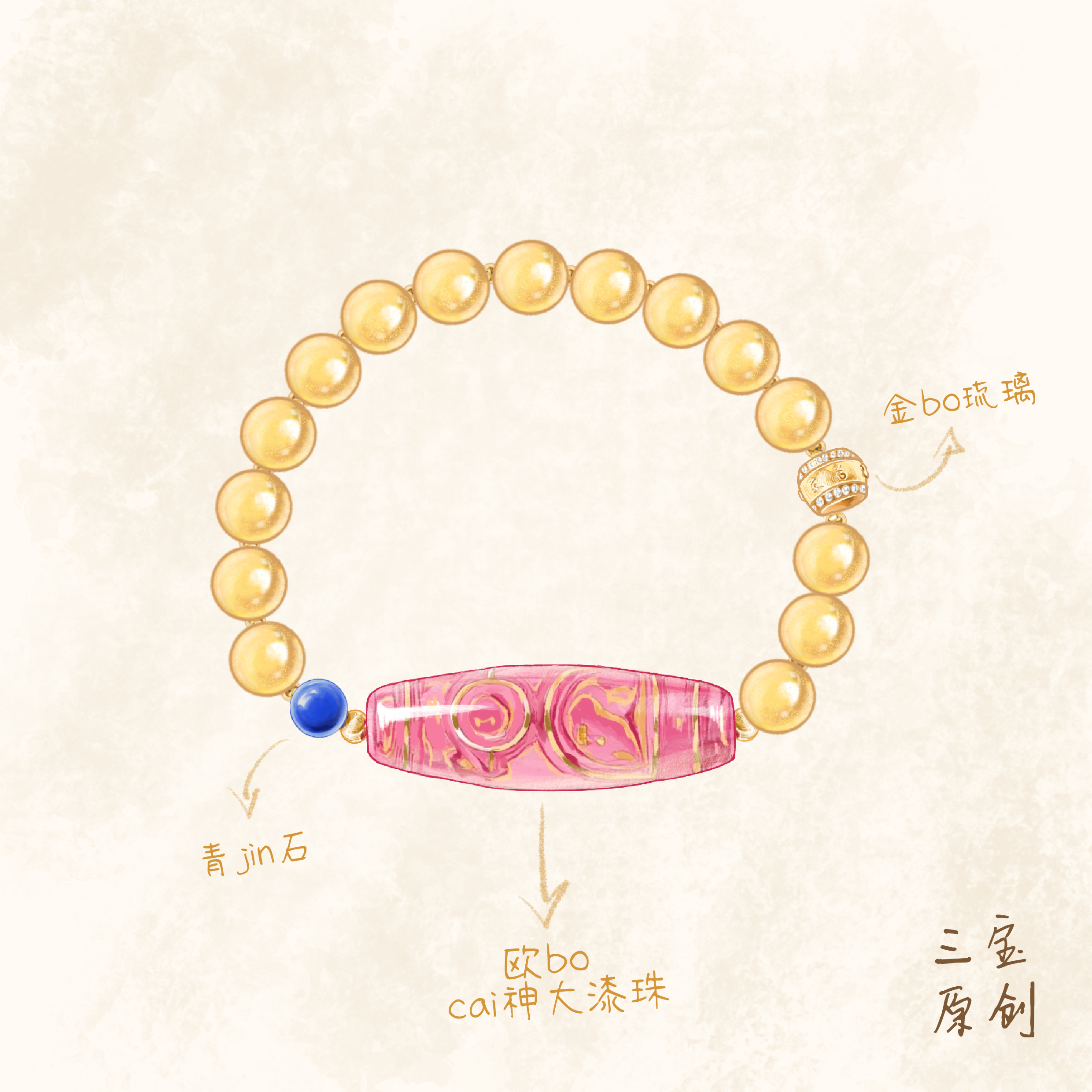 三宝饰物所斗金手链女款