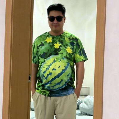 大西瓜短袖送男朋友老公西瓜肚子3D印花清凉夏季T恤睡衣男女款