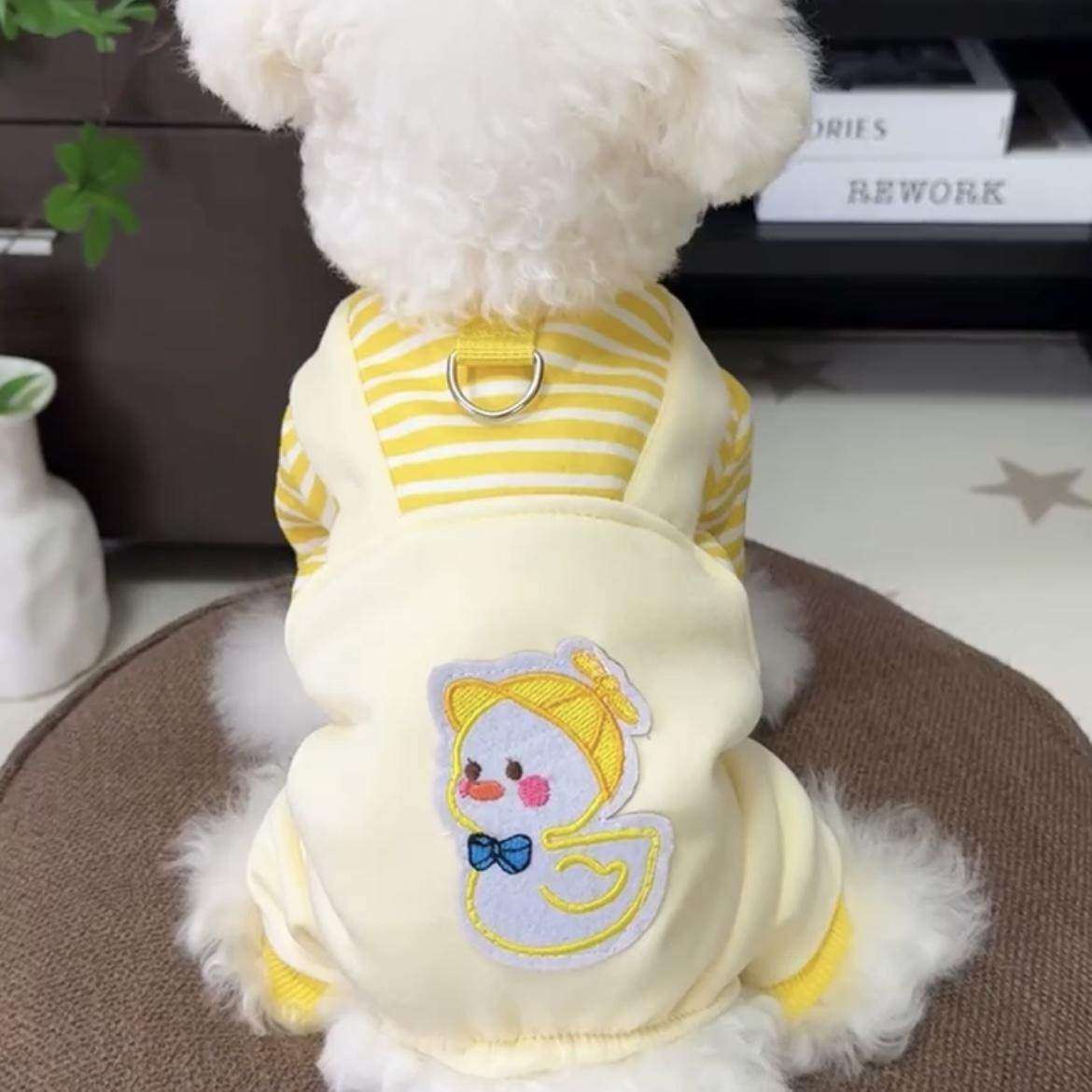 可牵引狗狗衣服秋冬装加绒卫衣2024新款可爱ins小型犬小狗四脚衣