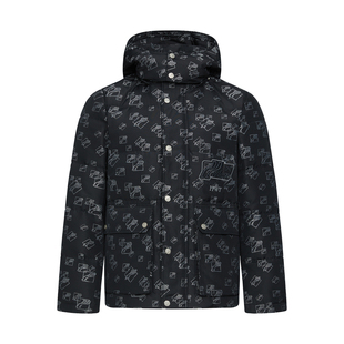 PP轻奢潮牌pleikpholppe冬季 潮流高端满印立领带帽羽绒服男 时尚