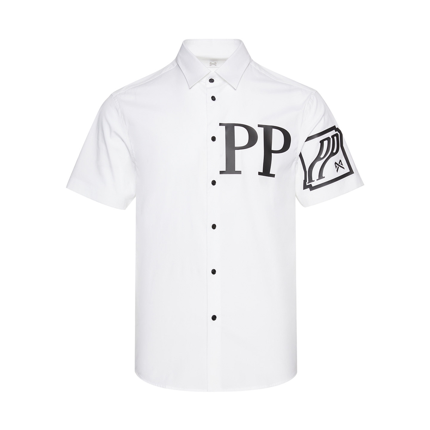 PP轻奢男装春夏新款品牌logo印花男士短袖衬衫