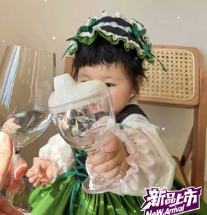 儿童高脚杯宝宝小酒杯式 奶瓶红酒喝奶防摔嘬口鸭嘴学饮杯水杯直饮