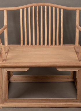 实木大号禅椅盘腿打坐椅禅意主人椅白胚白坯禅修新中式老榆木茶椅