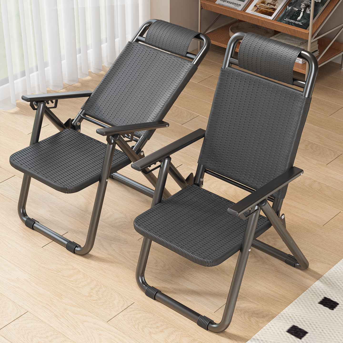 折叠午休躺椅仿藤编夏季凉椅