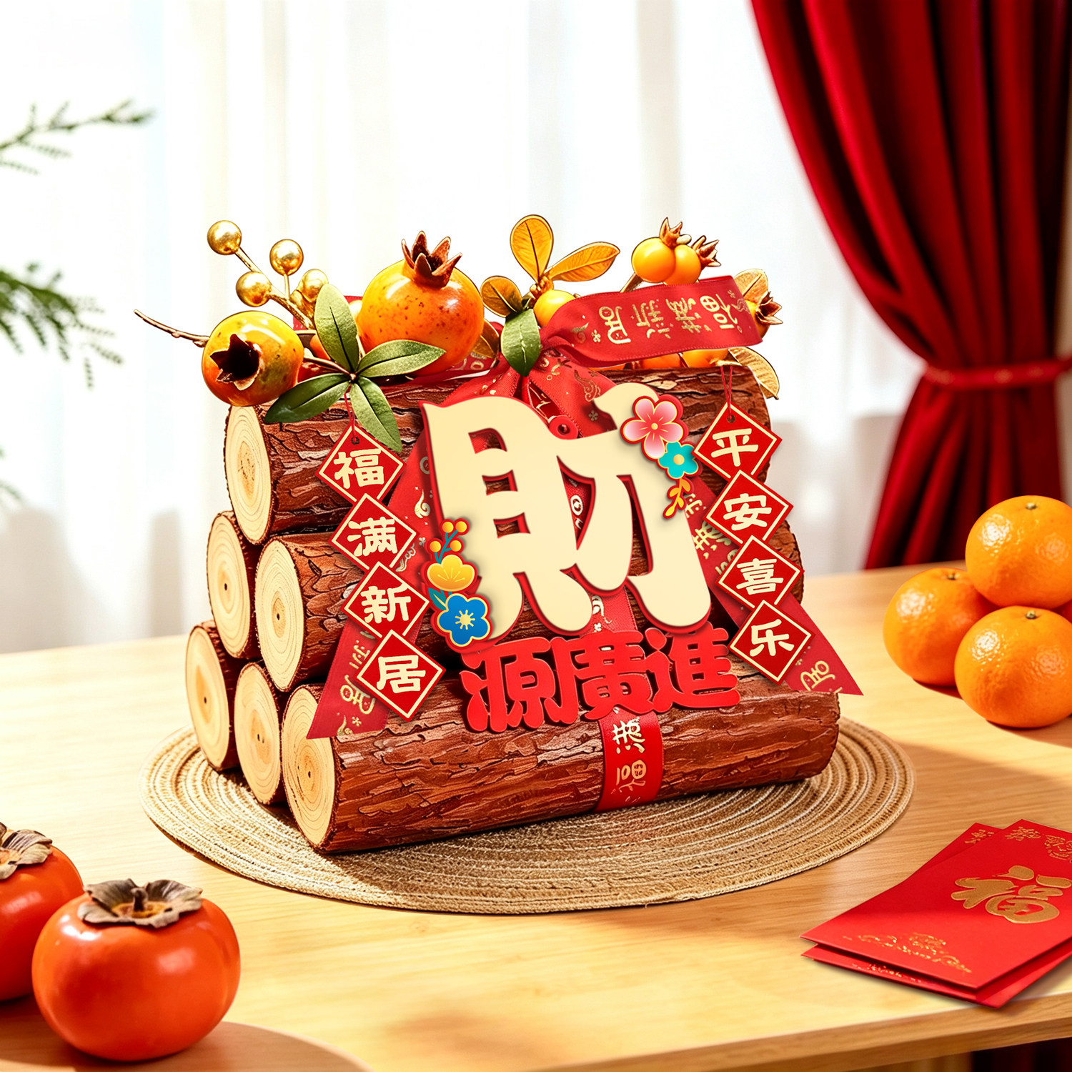 乔迁之喜新居柴火摆件布置装饰新居搬家入宅仪式用品财源滚滚木头