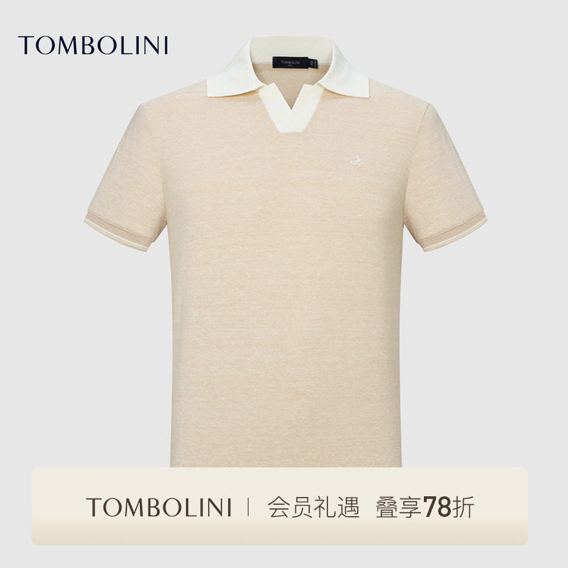 【亚麻polo】东博利尼26夏新款意式翻领短袖polo衫男羊毛针织T恤