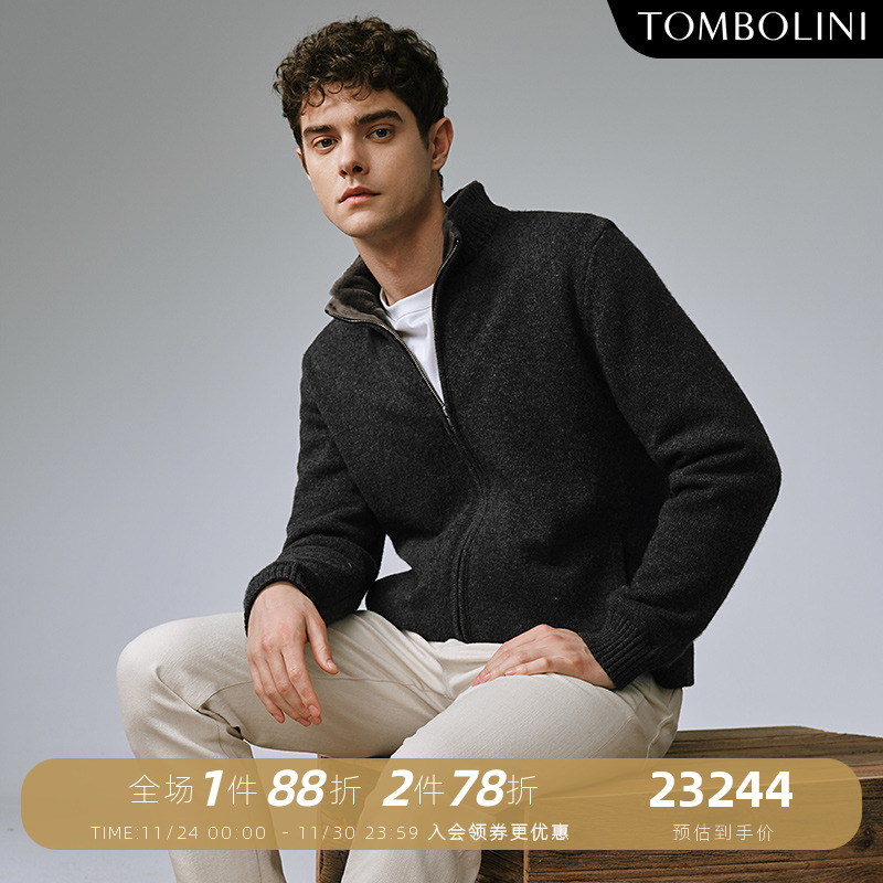 TOMBOLINI水貂毛皮内里羊绒开衫