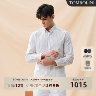 米色黄条纹微弹修身 TOMBOLINI东博利尼时尚 男 衬衫 衬衣 休闲长袖